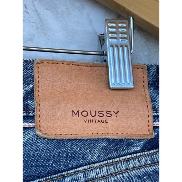 Moussy Vintage Jeans Sz 29 Li Howa Button Fly Distressed Raw Hem Straight Leg - Picture 10 of 12